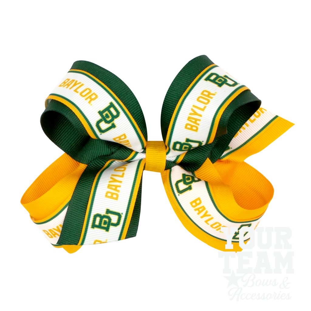 Large Baylor Logo Ribbon Underlay Hair Bow - BAYLOR