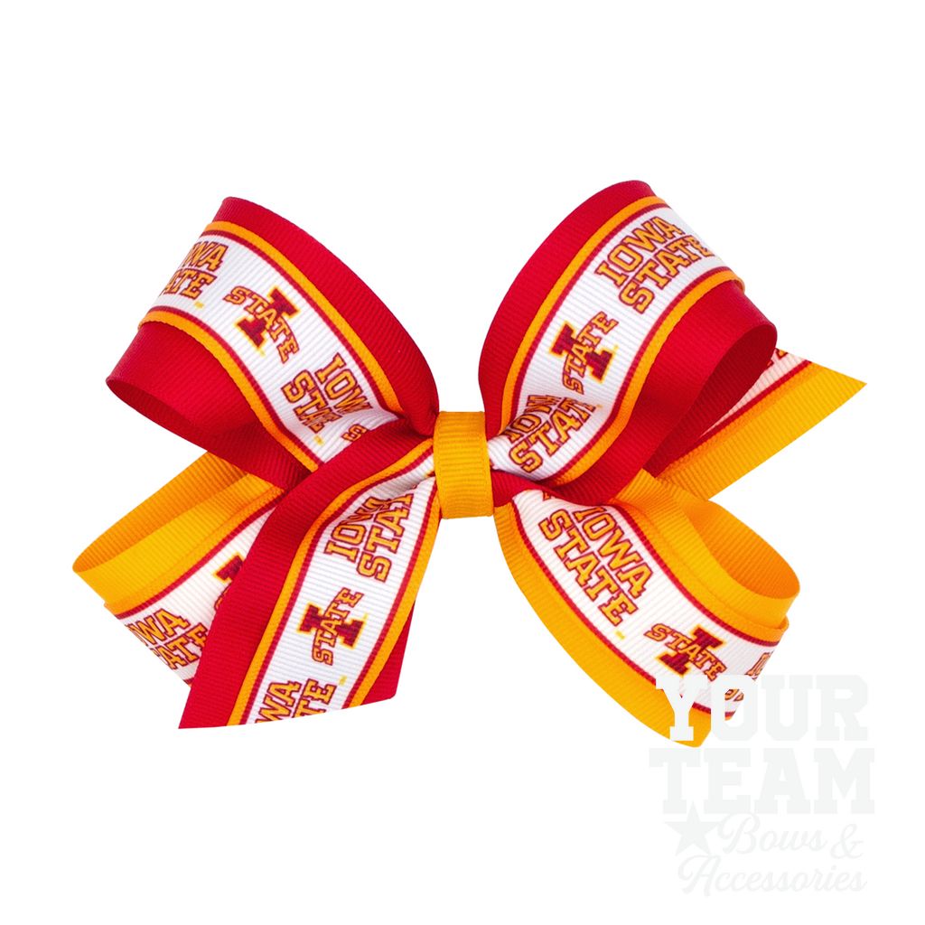 Large Iowa State Logo Ribbon Underlay Hair Bow - IOWA STATE UNIVERSITY
