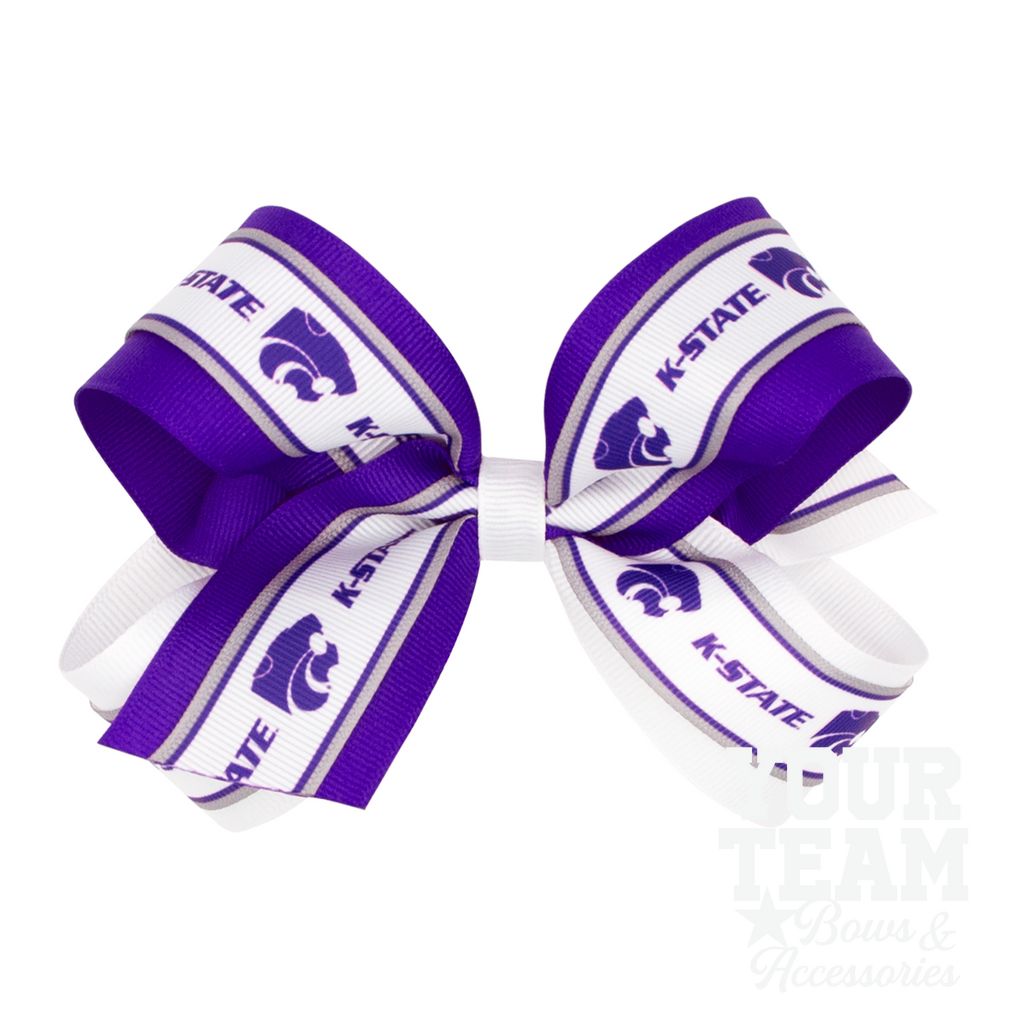 Large Kansas State Logo Ribbon Underlay Hair Bow - KANSAS STATE UNIVERSITY