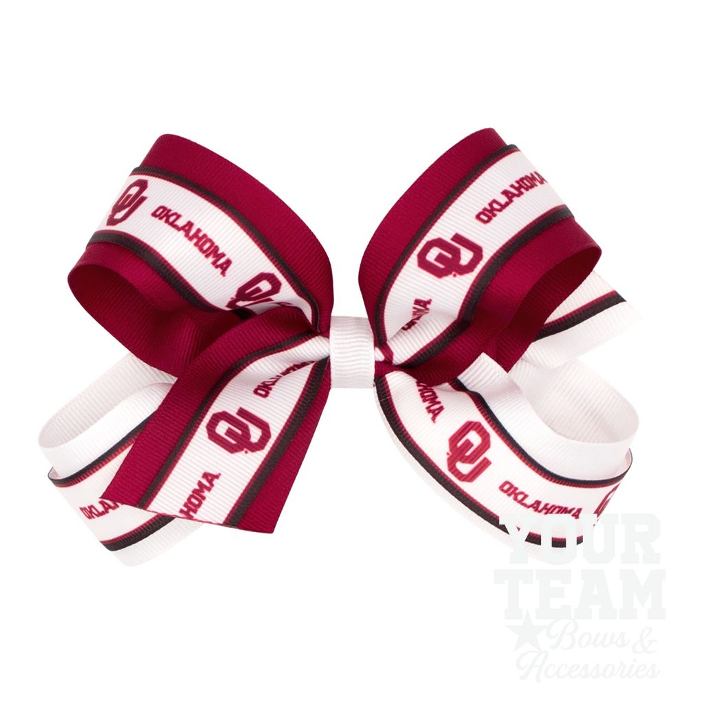 Large Oklahoma Logo Ribbon Underlay Hair Bow - OKLAHOMA