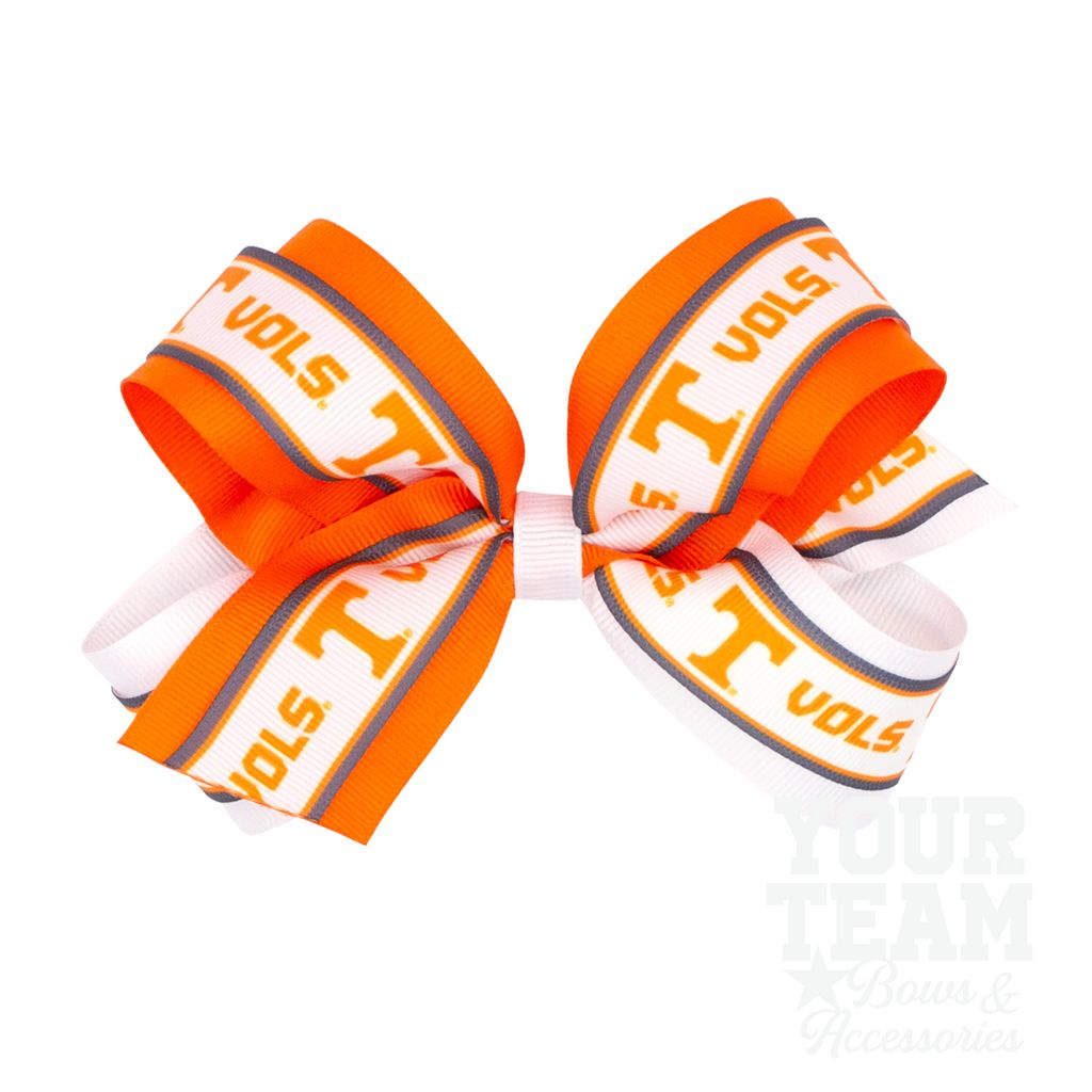 Large Tennessee Logo Ribbon Underlay Hair Bow - UNIVERSITY OF TENNESSEE