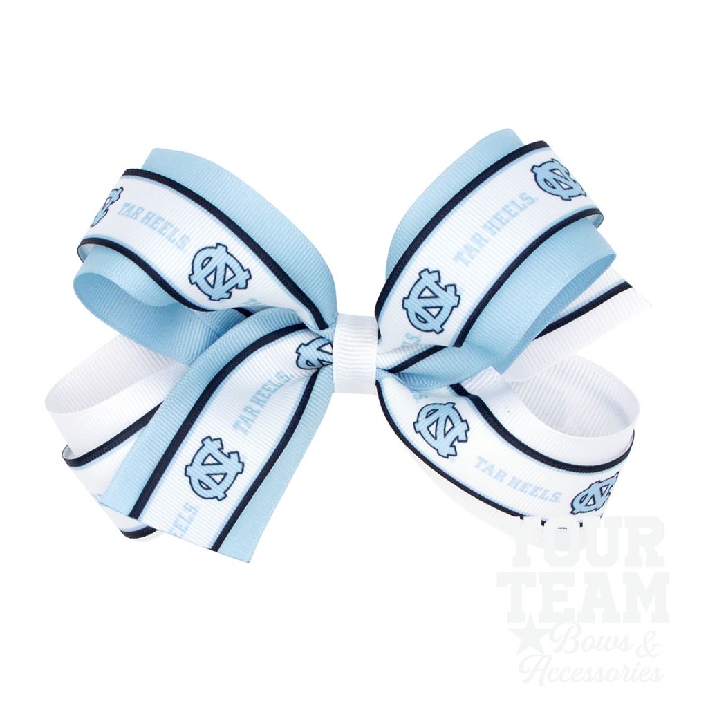 Large North Carolina Logo Ribbon Underlay Hair Bow - UNIVERSITY NORTH CAROLINA