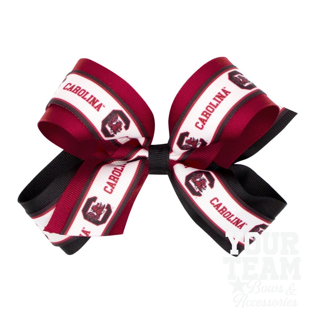 Large South Carolina Logo Ribbon Underlay Hair Bow - SOUTH CAROLINA