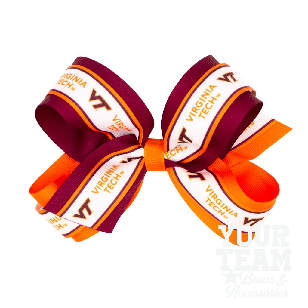 Large Virginia Tech Logo Ribbon Underlay Hair Bow - VIRGINIA TECH