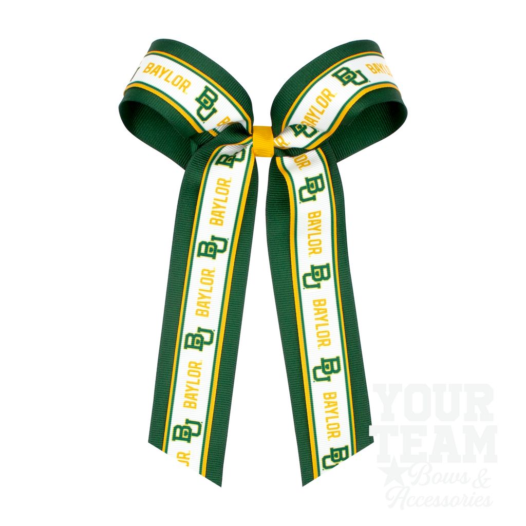 Large Baylor Logo Ribbon Underlay Hair Bow with Streamer Tails