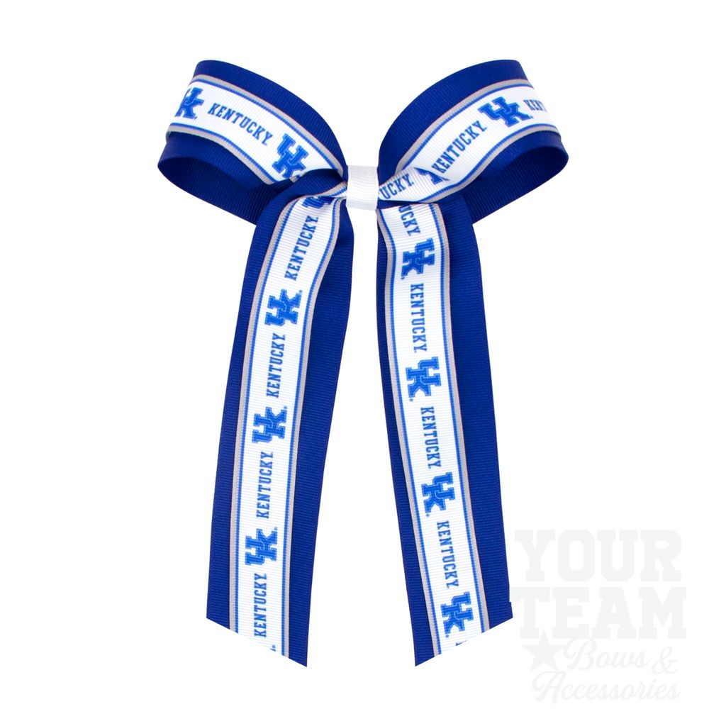Large Kentucky Logo Ribbon Underlay Hair Bow with Streamer Tails - KENTUCKY