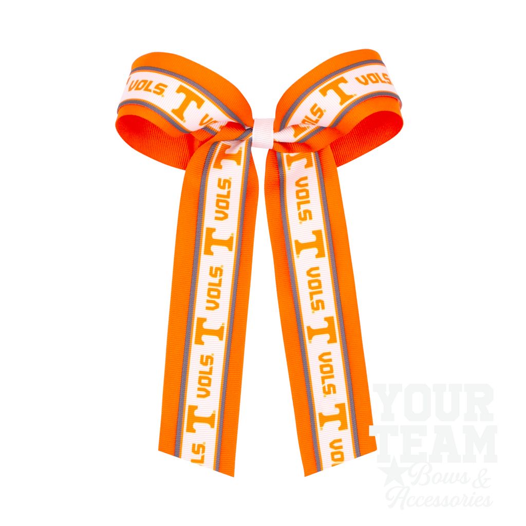 Large Tennessee Logo Ribbon Underlay Hair Bow with Streamer Tails - UNIVERSITY OF TENNESSEE