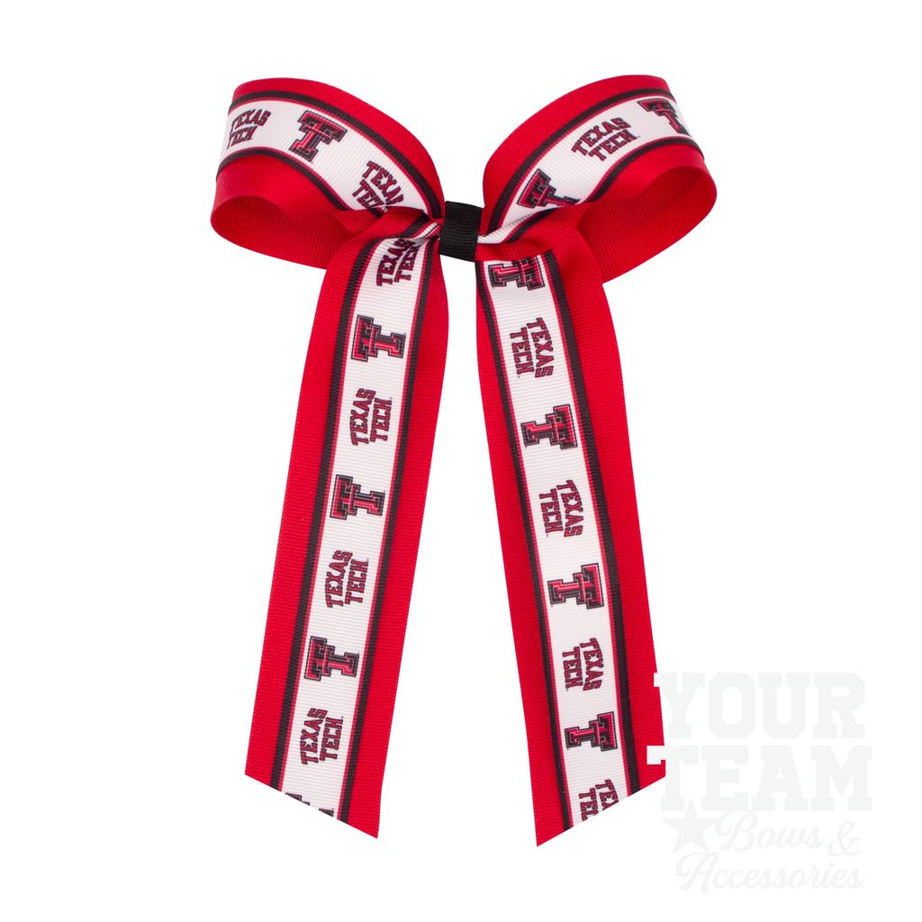 Large Texas Tech Logo Ribbon Underlay Hair Bow with Streamer Tails
