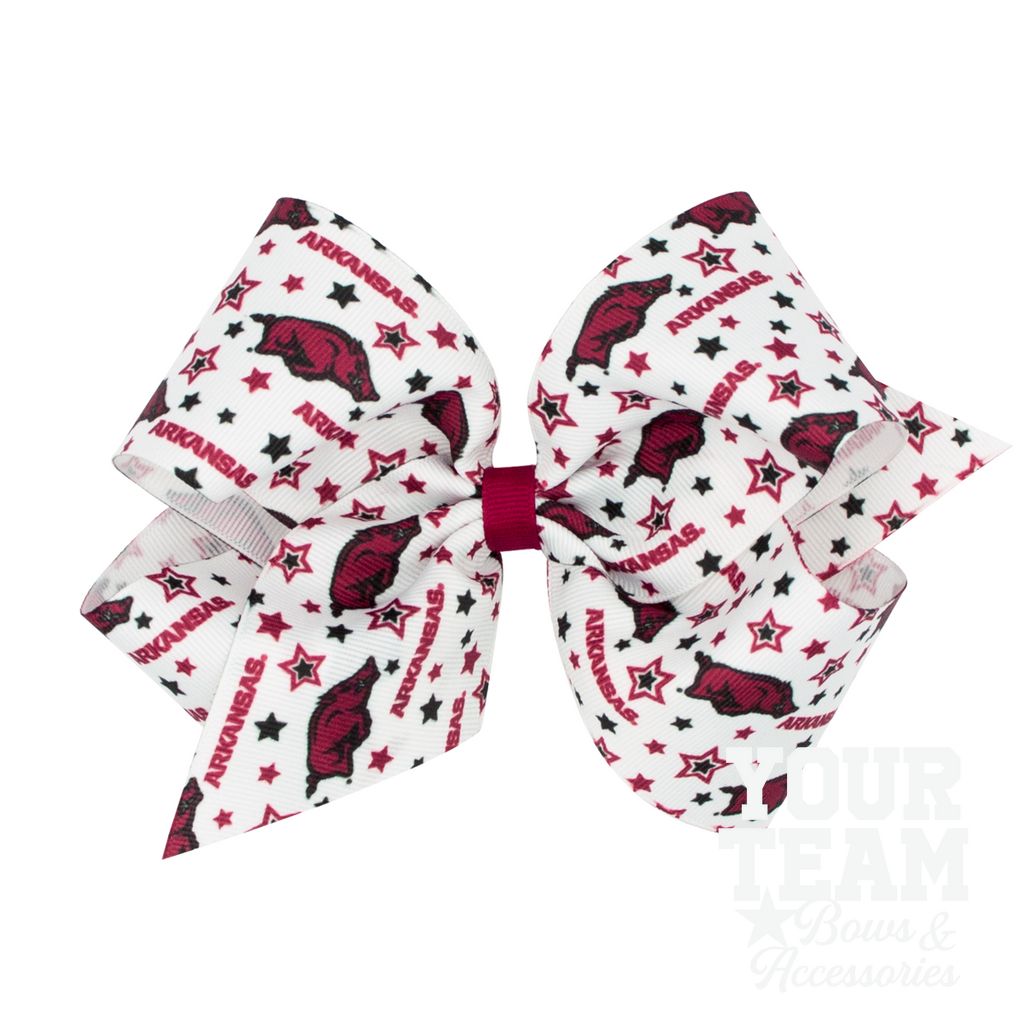 King Arkansas Logo Print Hair Bow - ARKANSAS
