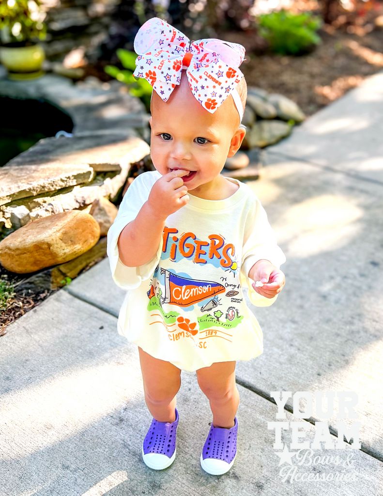 King Clemson Logo Print Hair Bow
