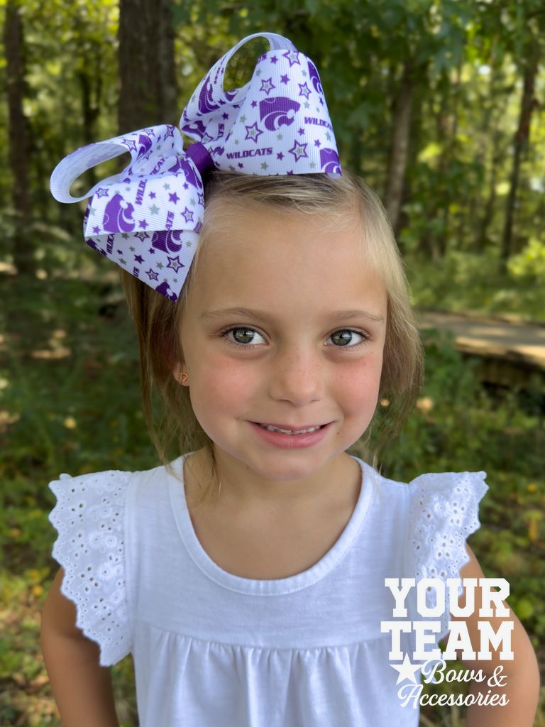 King Kansas State Logo Print Hair Bow

