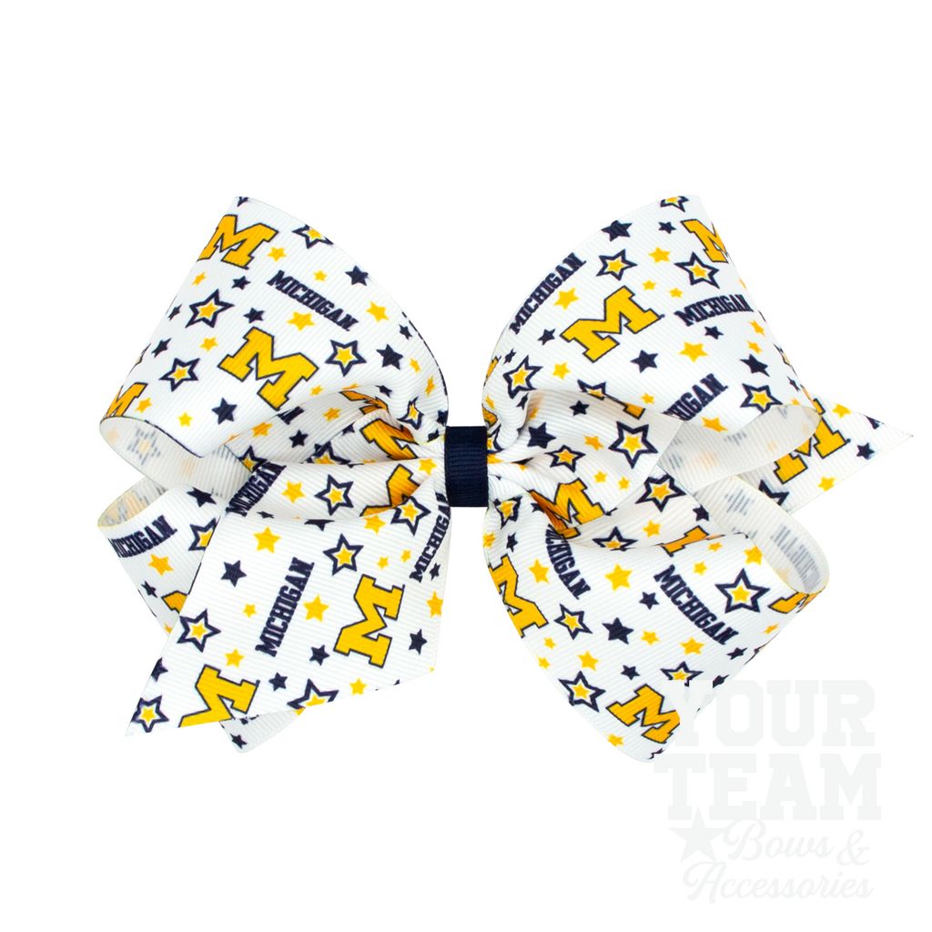 King Michigan Logo Print Hair Bow - MICHIGAN
