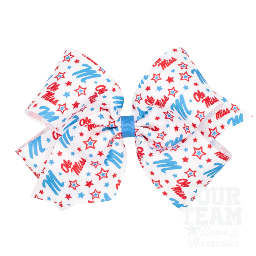 King Ole Miss Logo Print Hair Bow - MISSISSIPPI 3 (CAP)