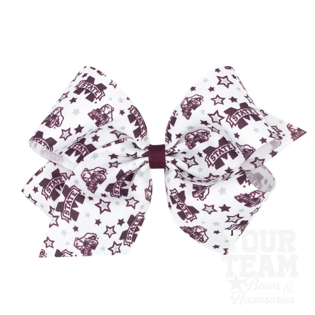 King Mississippi State Logo Print Hair Bow - MISSISSIPPI STATE