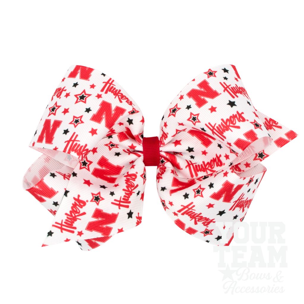 King Nebraska Logo Print Hair Bow - NEBRASKA