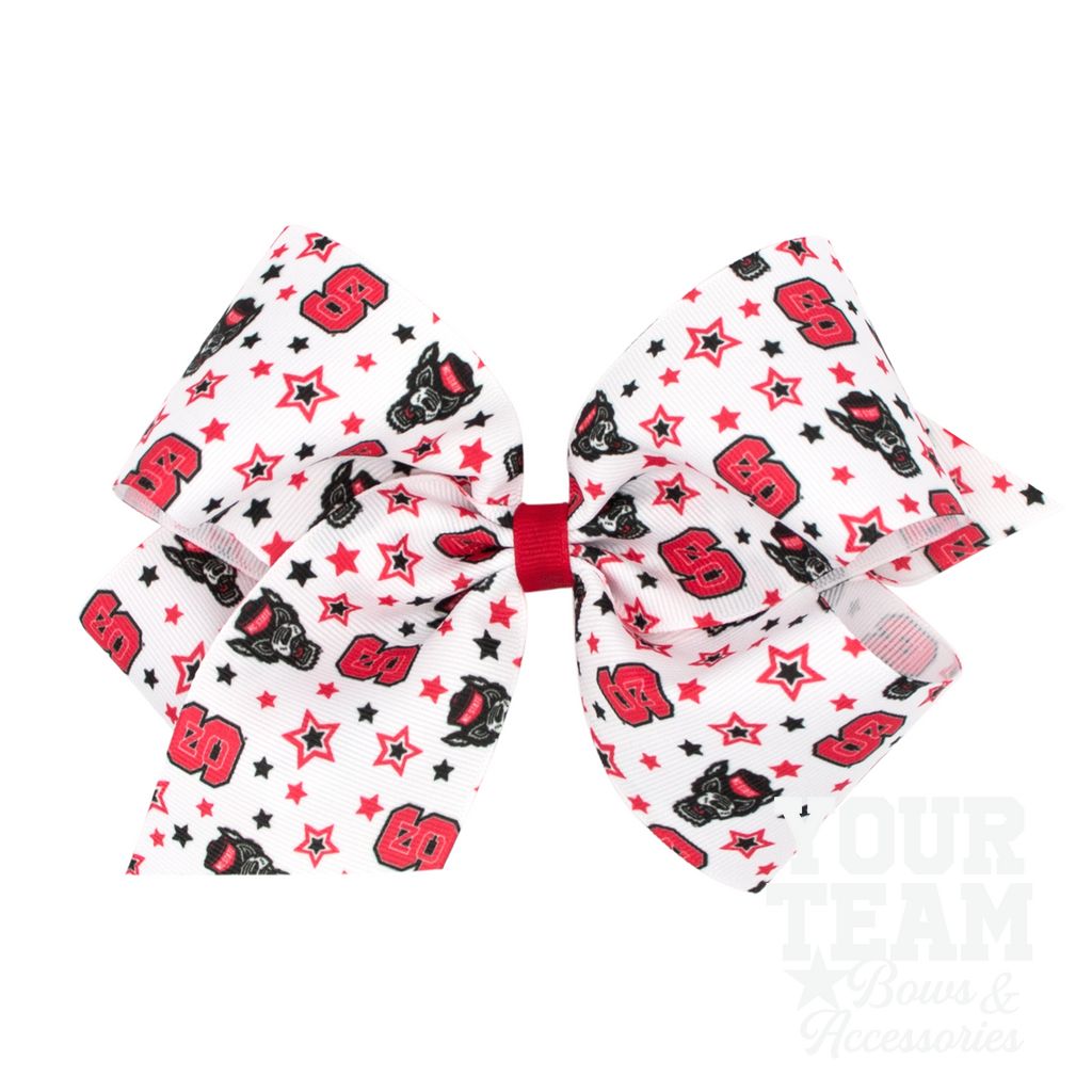 King North Carolina State Logo Print Hair Bow - NORTH CAROLINA STATE