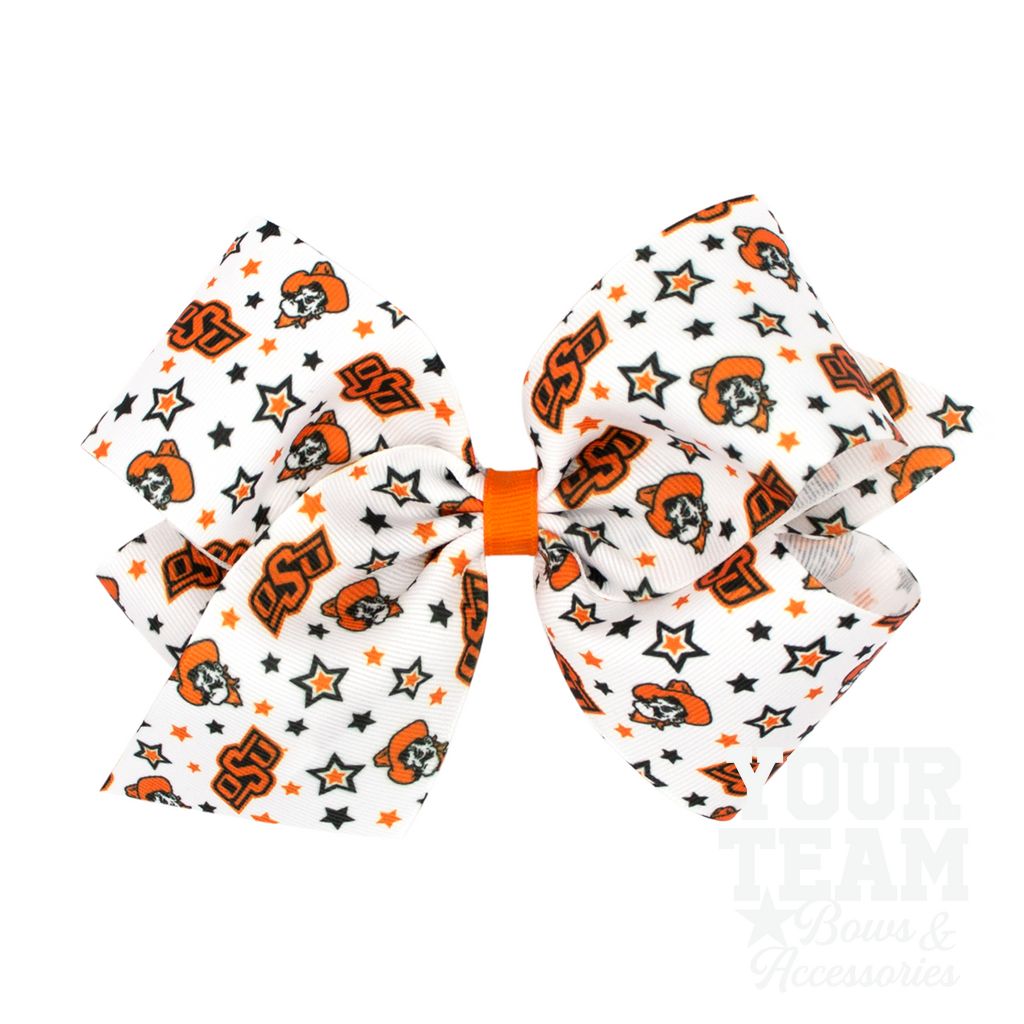 King Oklahoma State Logo Print Hair Bow - OKLAHOMA STATE