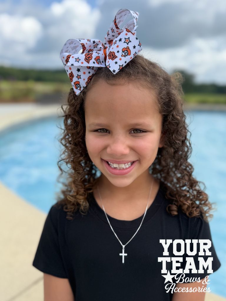 King Oklahoma State Logo Print Hair Bow
