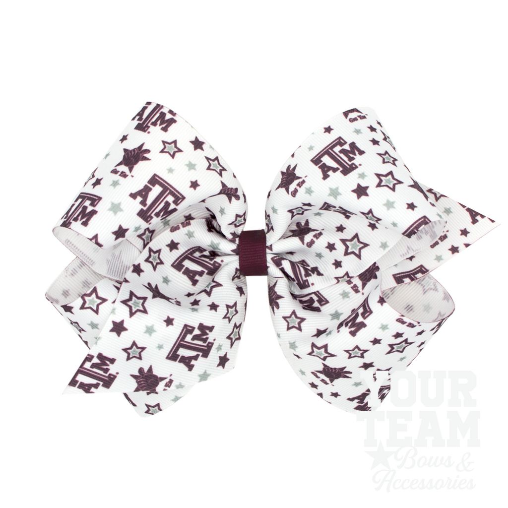King Texas A&M Logo Print Hair Bow - TEXAS A&M