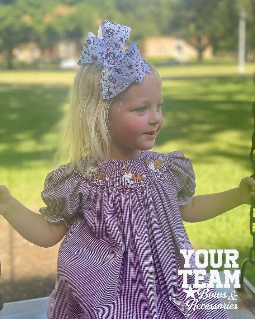 King Auburn Logo Print Hair Bow