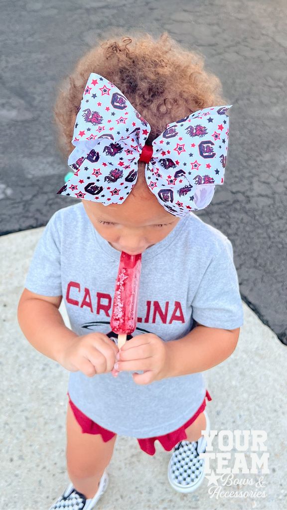 King South Carolina Logo Print Hair Bow