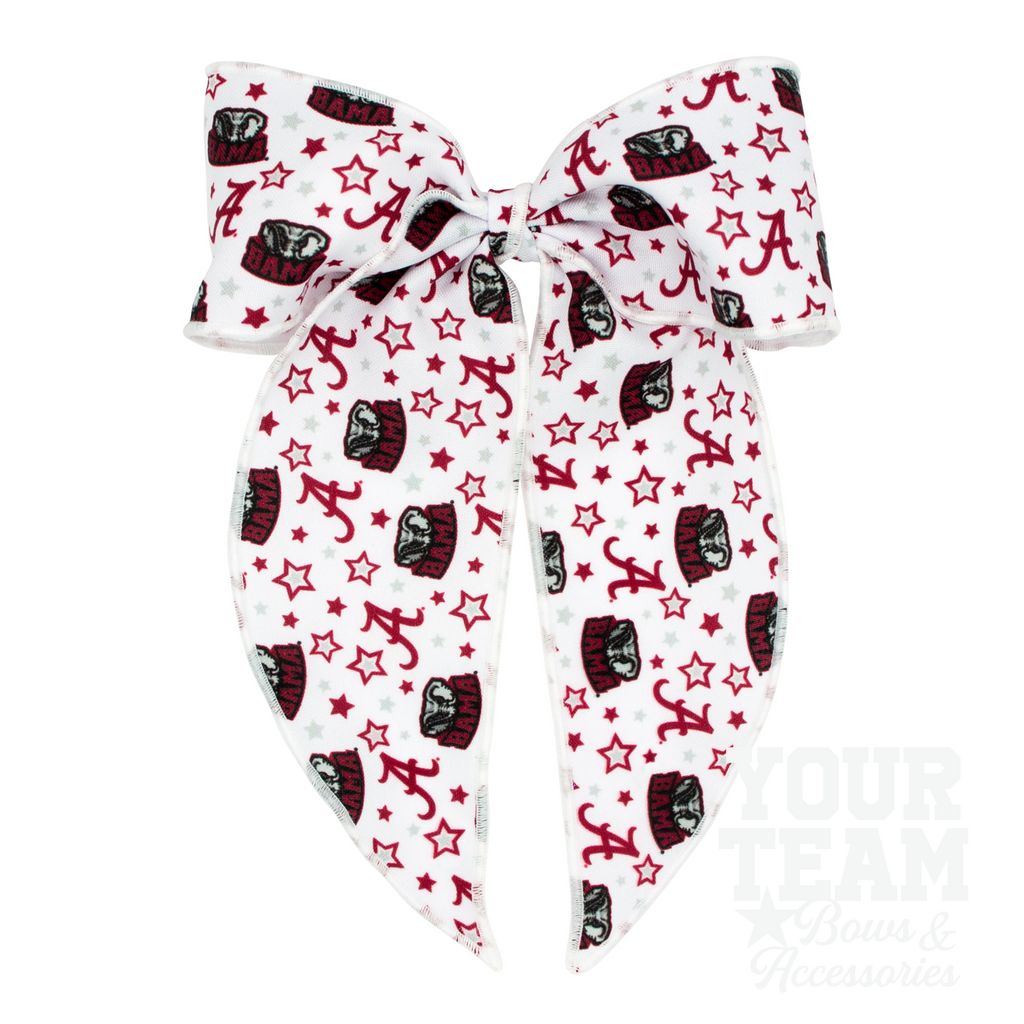 King Alabama Logo Print Whimsy Tail Hair Bow - ALABAMA