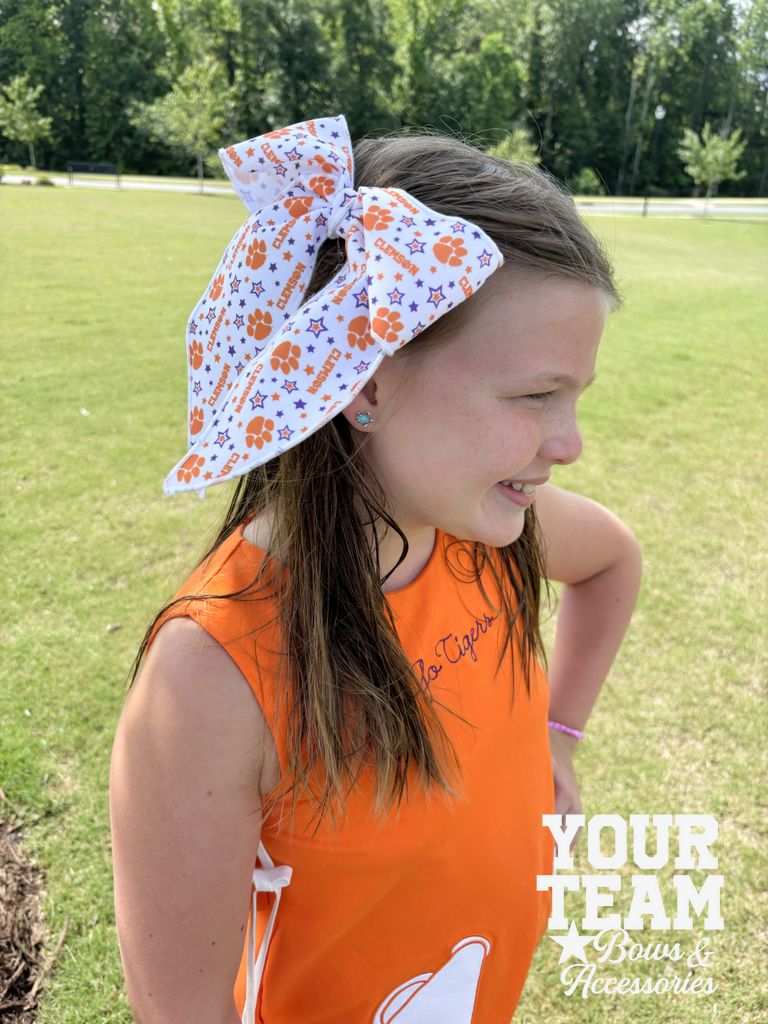 King Clemson Logo Print Whimsy Tail Hair Bow