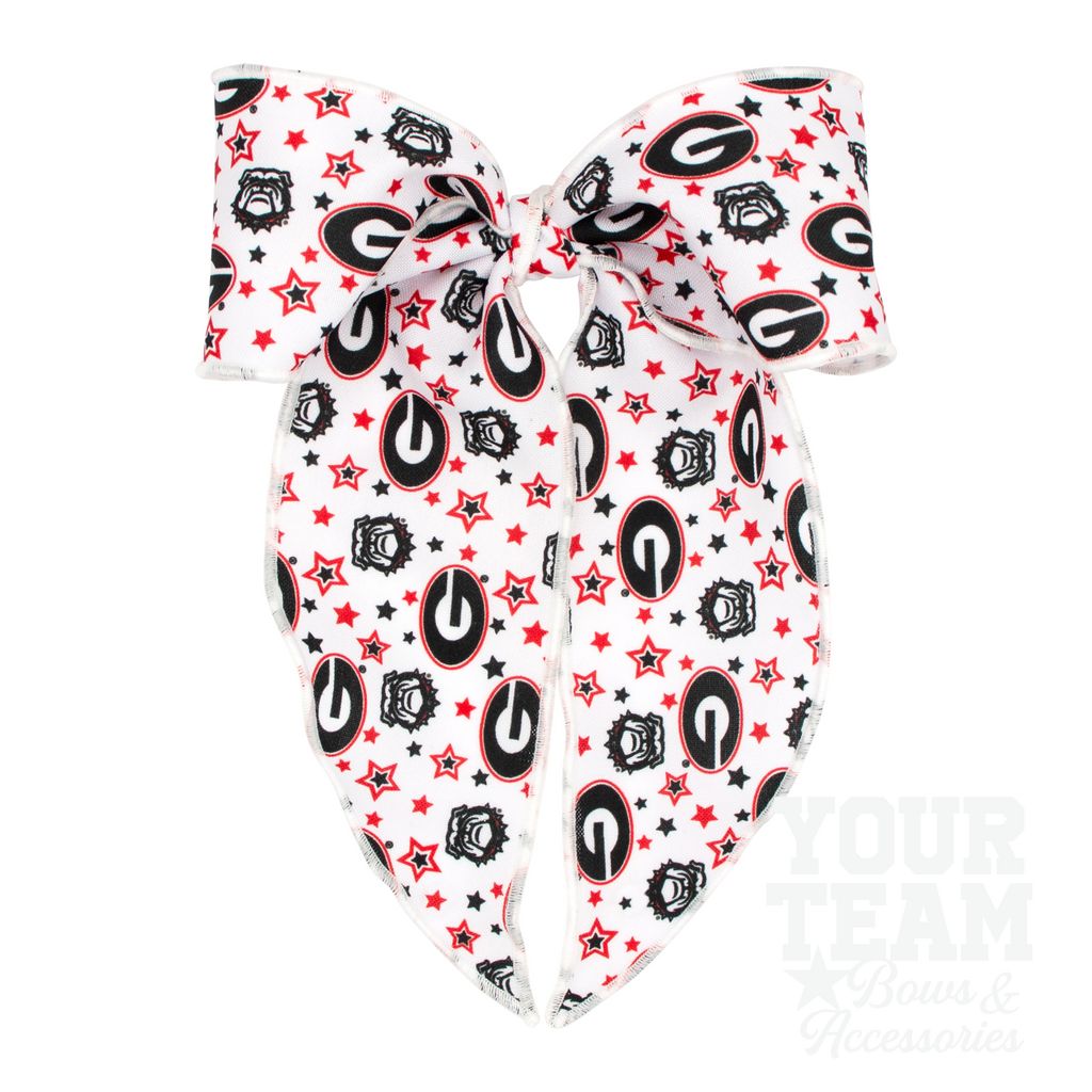 King Georgia Logo Print Whimsy Tail Hair Bow - GEORGIA
