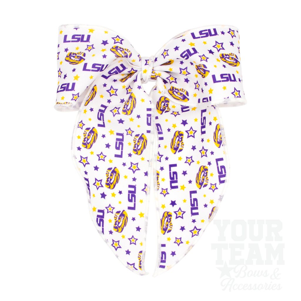 King Louisiana State Logo Print Whimsy Tail Hair Bow - LOUISIANA STATE