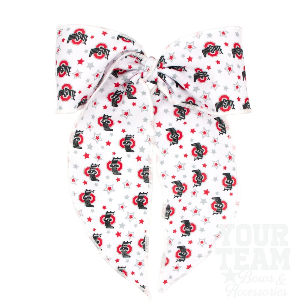 King Ohio State Logo Print Whimsy Tail Hair Bow - OHIO STATE