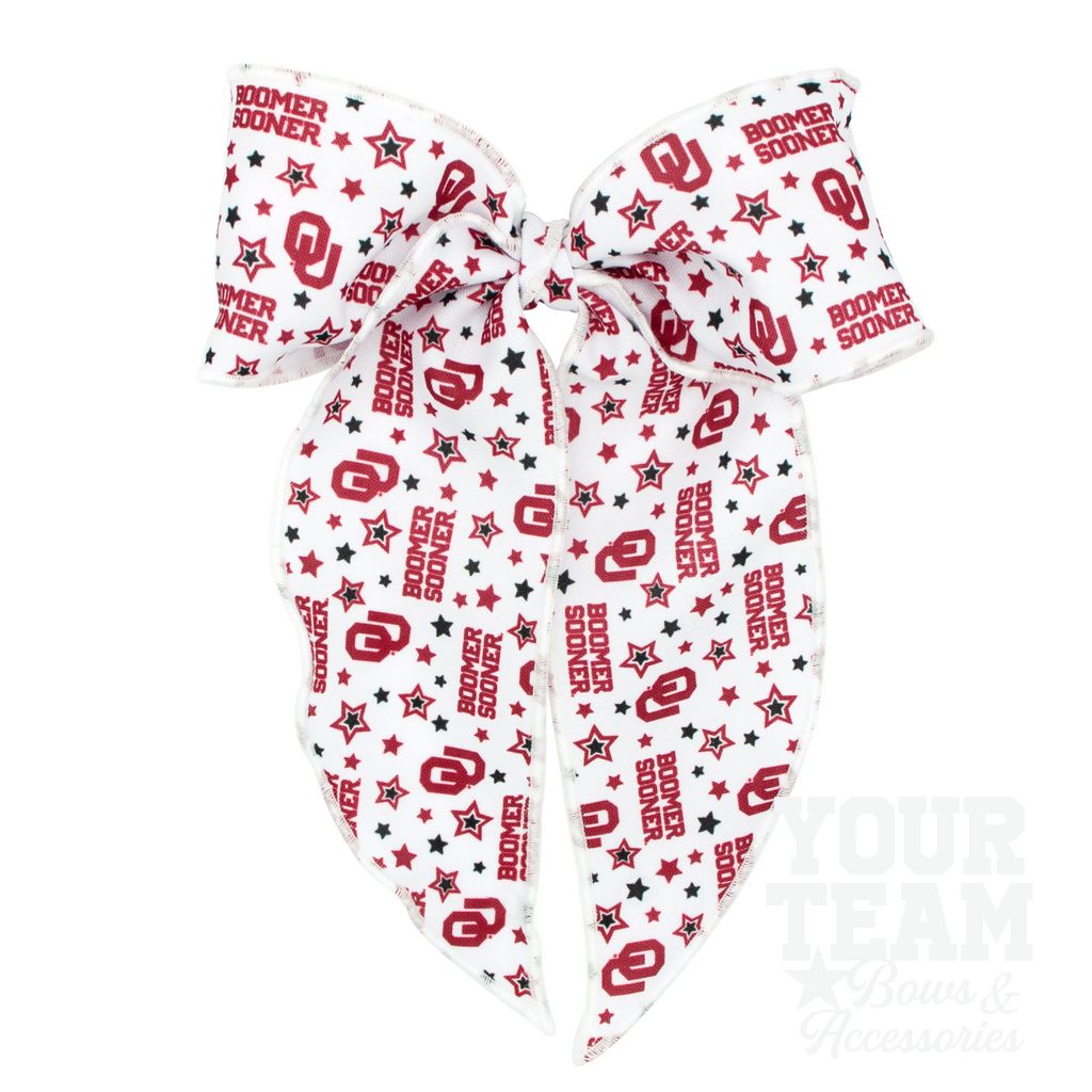 King Oklahoma Logo Print Whimsy Tail Hair Bow