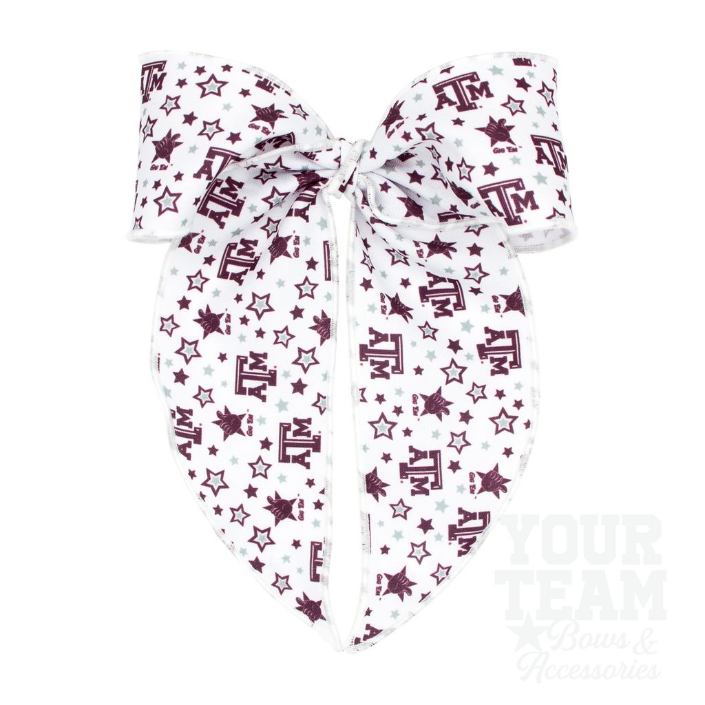 King Texas A&M Logo Print Whimsy Tail Hair Bow - TEXAS A&M