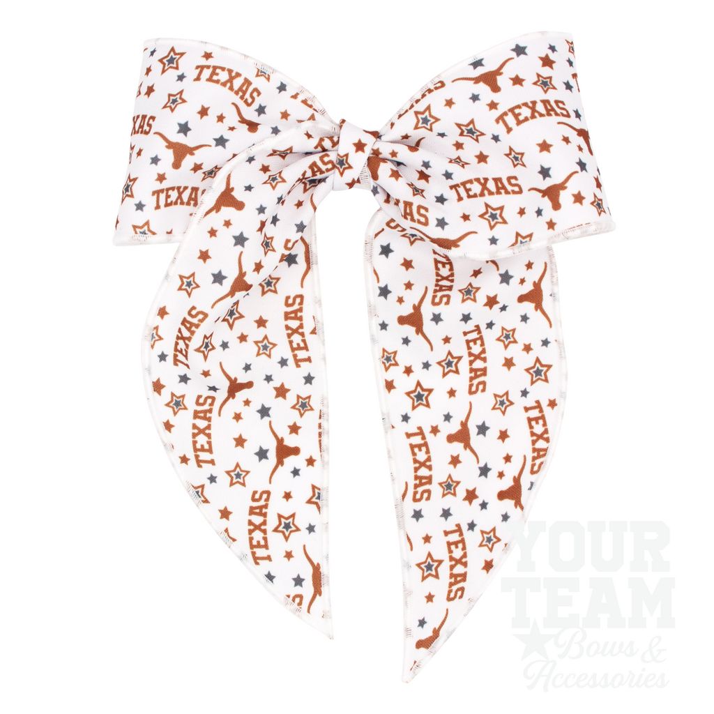 King University of Texas Logo Print Whimsy Tail Hair Bow - UNIVERSITY OF TEXAS