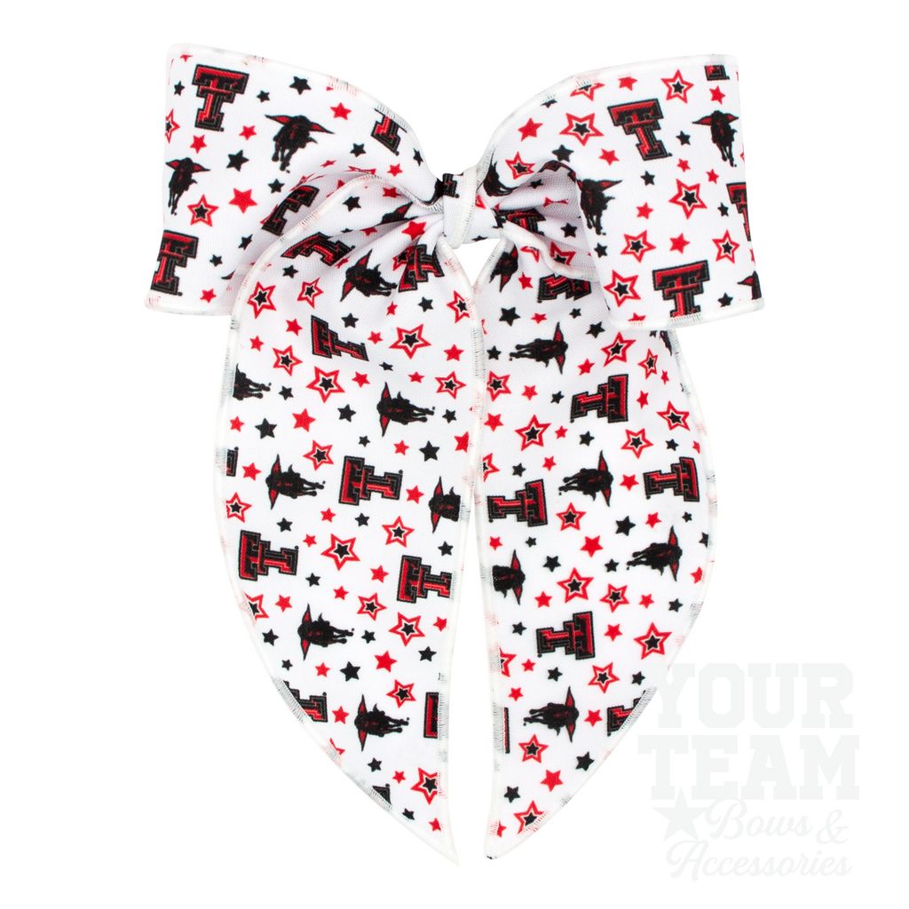 King Texas Tech Logo Print Whimsy Tail Hair Bow - TEXAS TECH