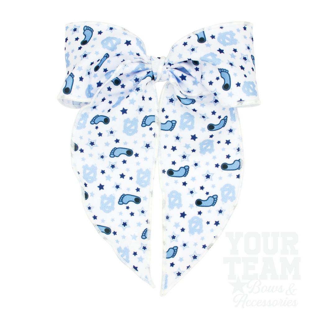 King North Carolina Logo Print Whimsy Tail Hair Bow - UNIVERSITY NORTH CAROLINA