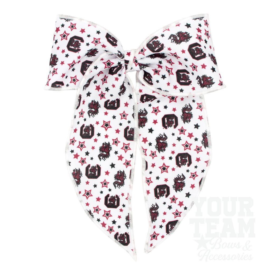 King South Carolina Logo Print Whimsy Tail Hair Bow - SOUTH CAROLINA