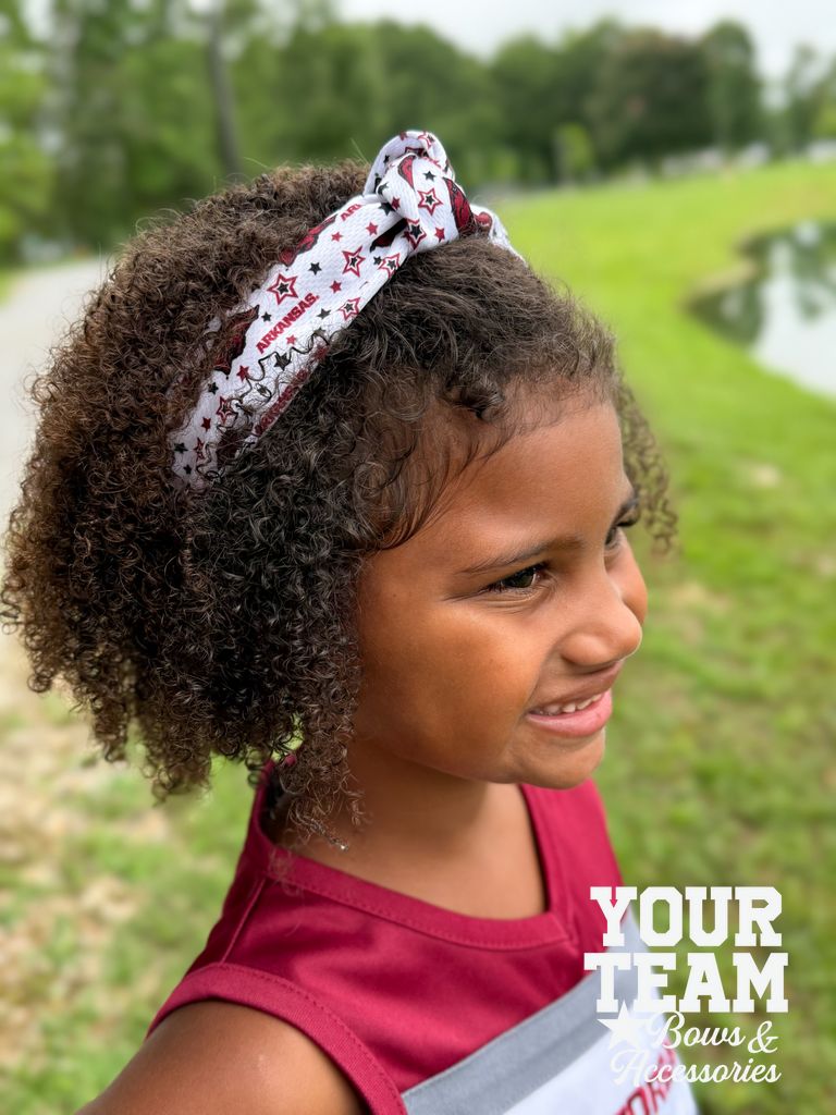 Soft Textured Logo Print Arkansas Knot Headband