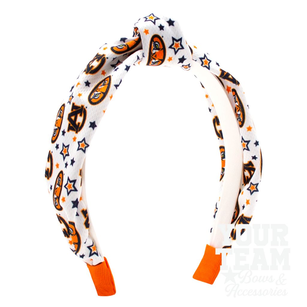 Soft Textured Logo Print Auburn Knot Headband - AUBURN