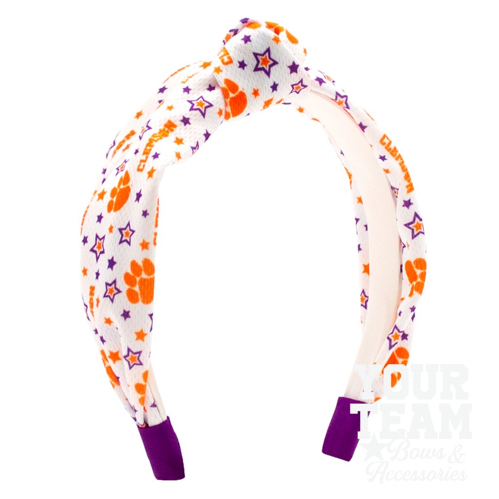 Soft Textured Logo Print Clemson Knot Headband - CLEMSON