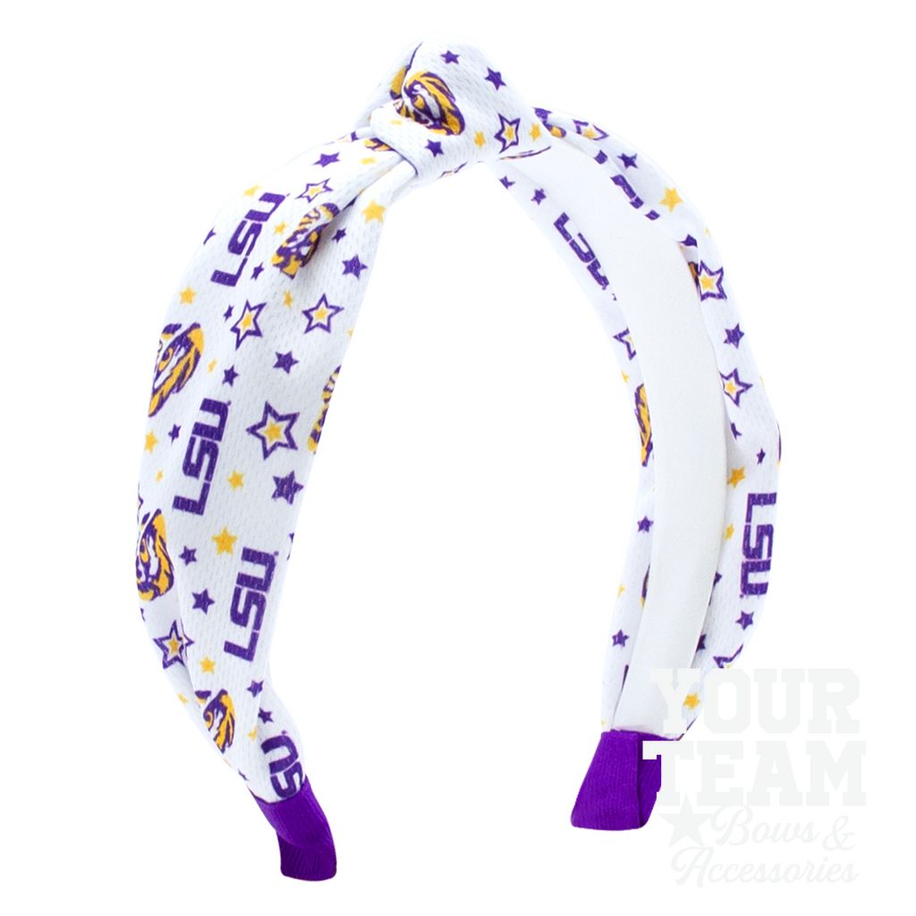 Soft Textured Logo Print Louisiana State Knot Headband - LOUISIANA STATE