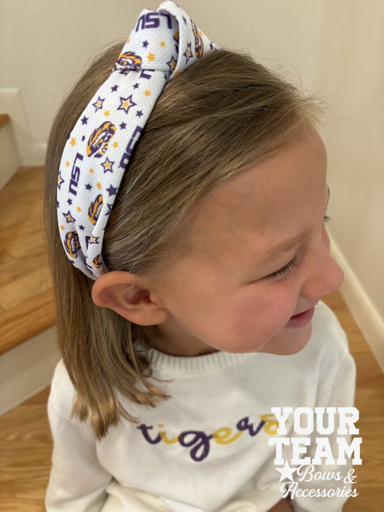 Soft Textured Logo Print Louisiana State Knot Headband
