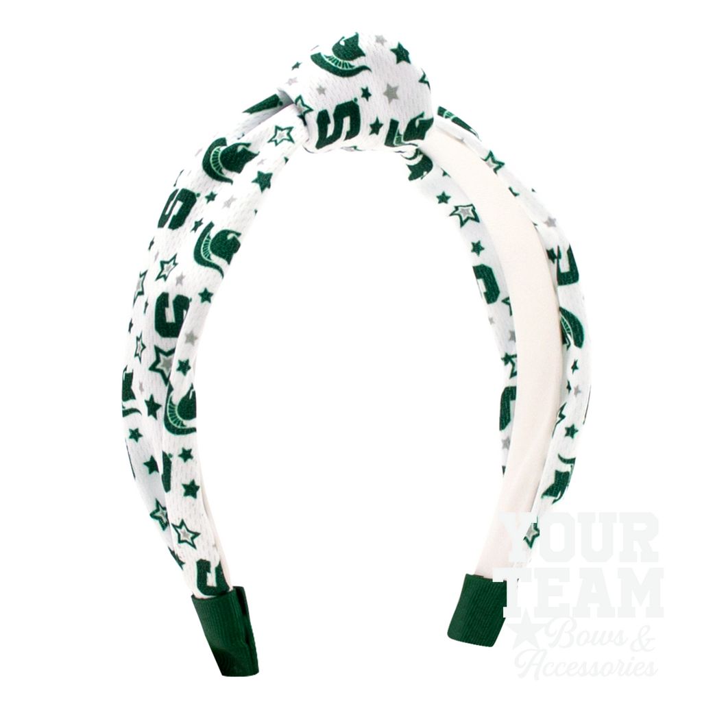 Soft Textured Logo Print Michigan State Knot Headband - MICHIGAN STATE