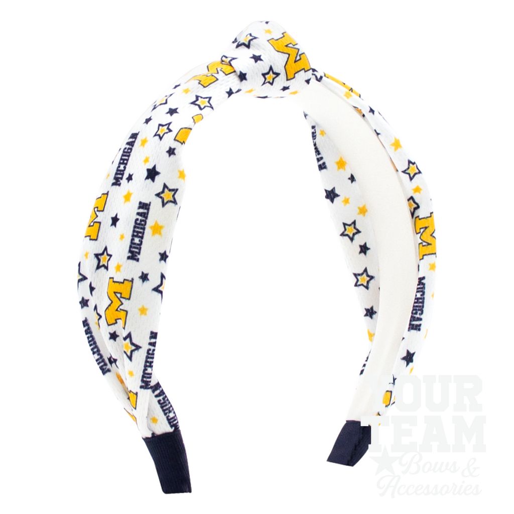 Soft Textured Logo Print Michigan Knot Headband - MICHIGAN