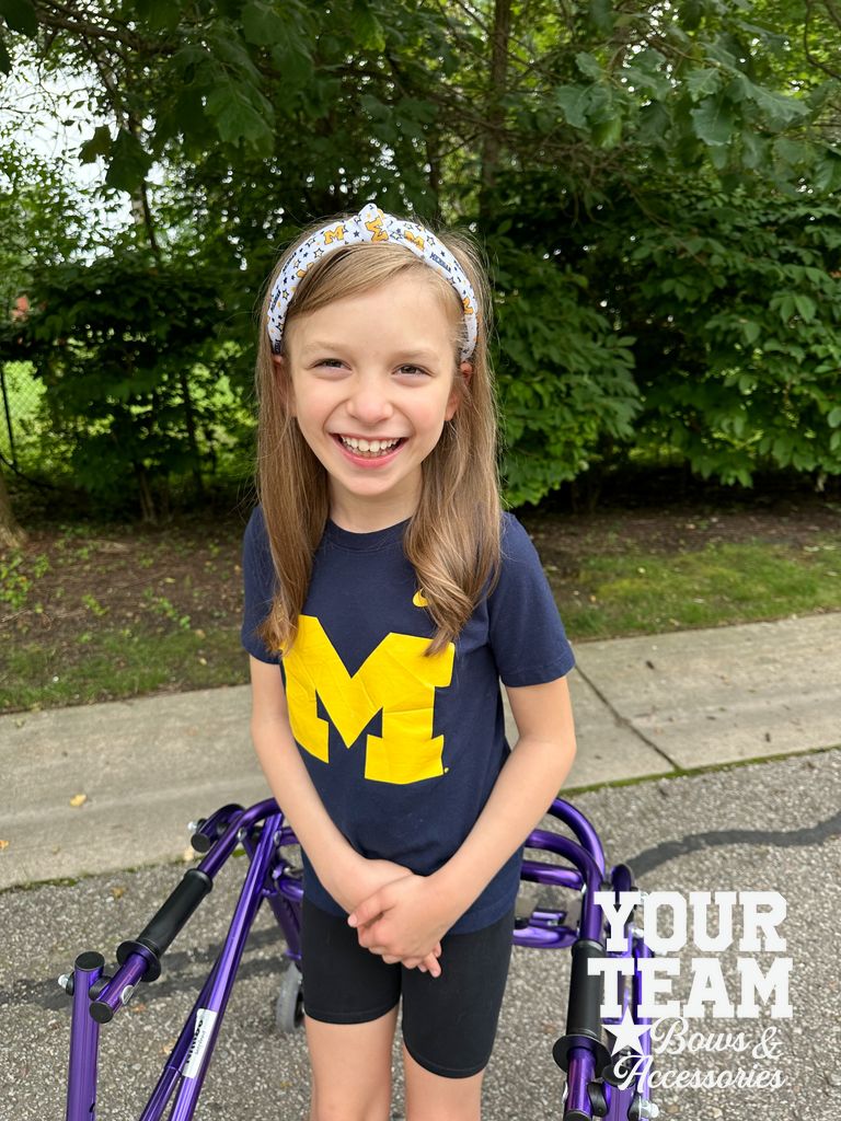 Soft Textured Logo Print Michigan Knot Headband