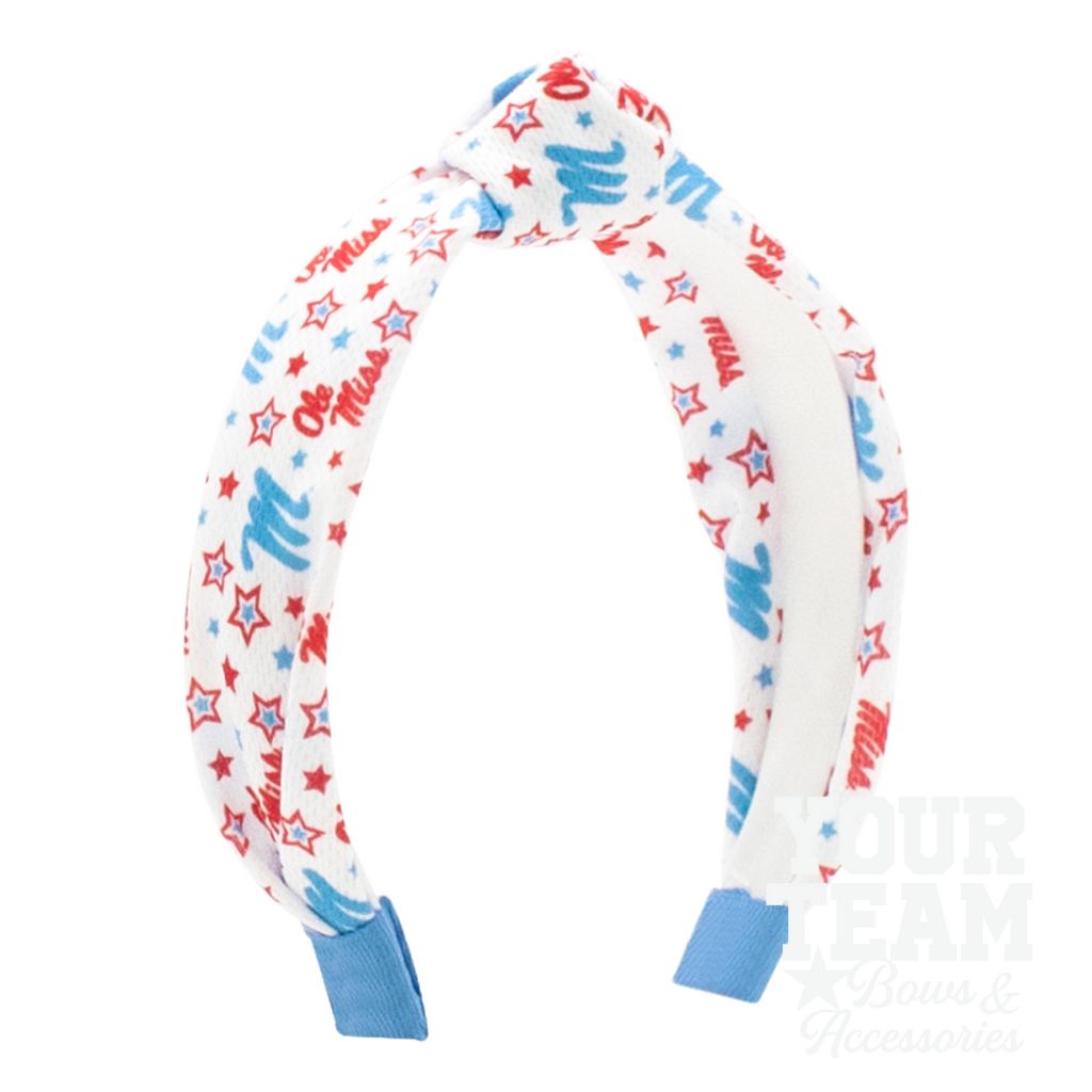 Soft Textured Logo Print Ole Miss Knot Headband - MISSISSIPPI 3 (CAP)