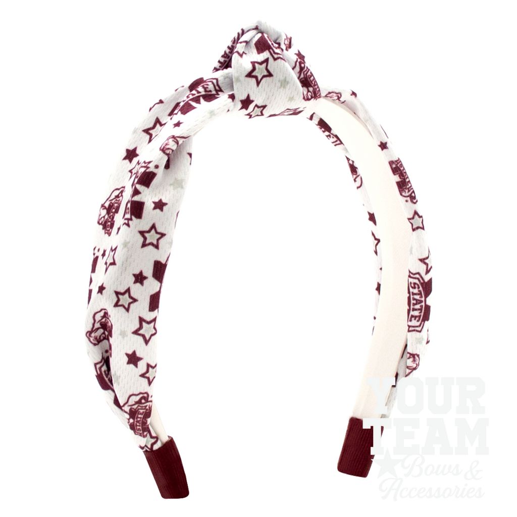 Soft Textured Logo Print Mississippi State Knot Headband - MISSISSIPPI STATE