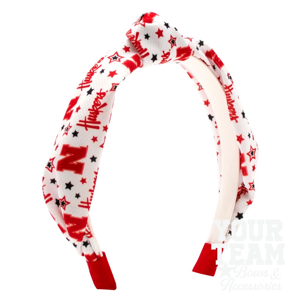 Soft Textured Logo Print Nebraska Knot Headband - NEBRASKA