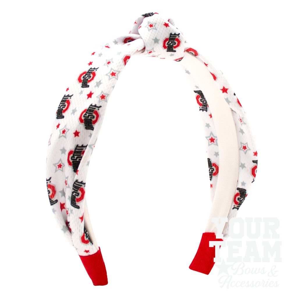 Soft Textured Logo Print Ohio State Knot Headband - OHIO STATE
