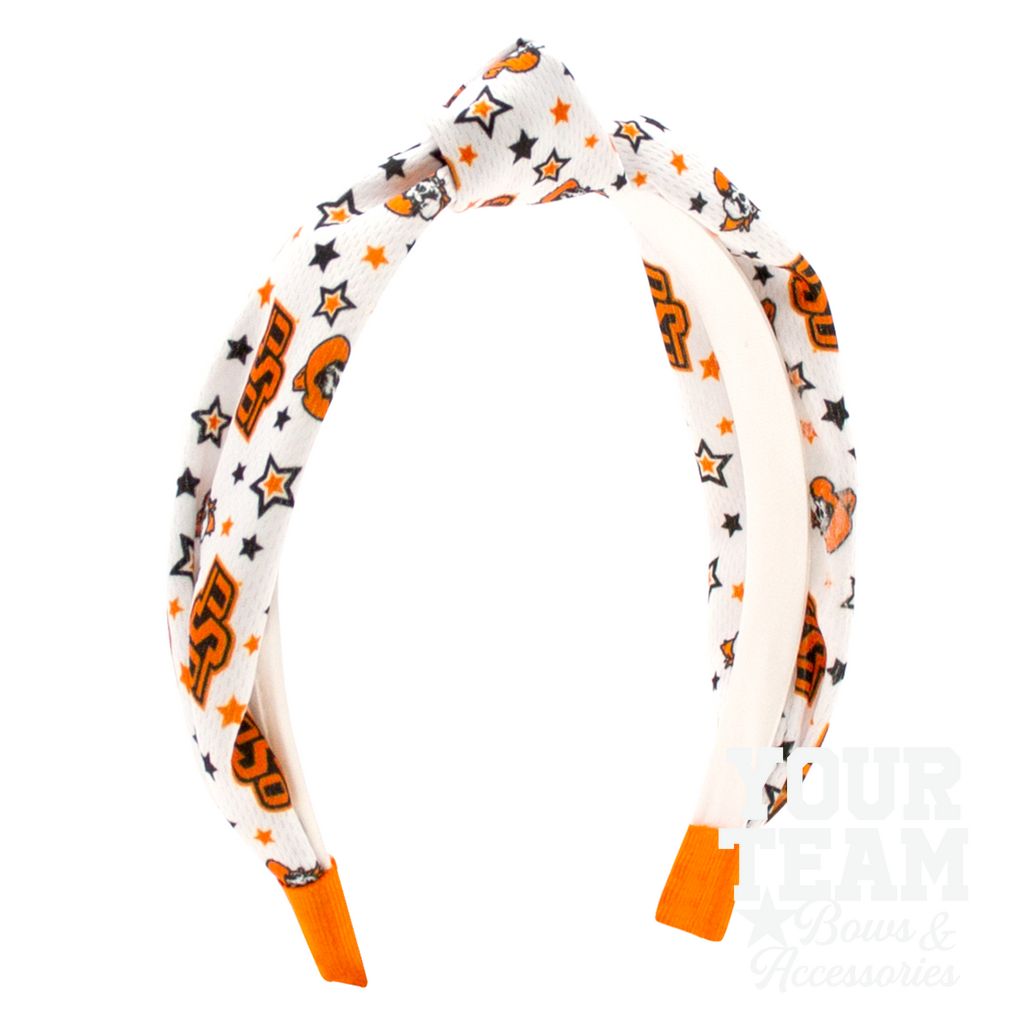 Soft Textured Logo Print Oklahoma State Knot Headband - OKLAHOMA STATE