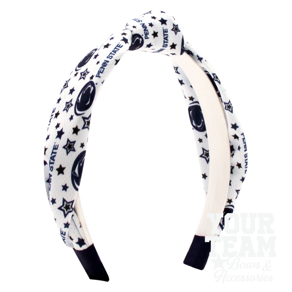 Signature Collegiate Logo Print Soft Ripple-Textured Knot Wrap Headband - PENN STATE